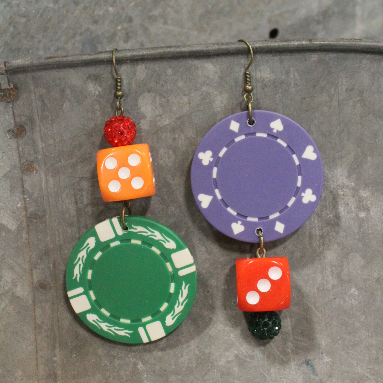 Playing Poker Dangle Drop Earrings