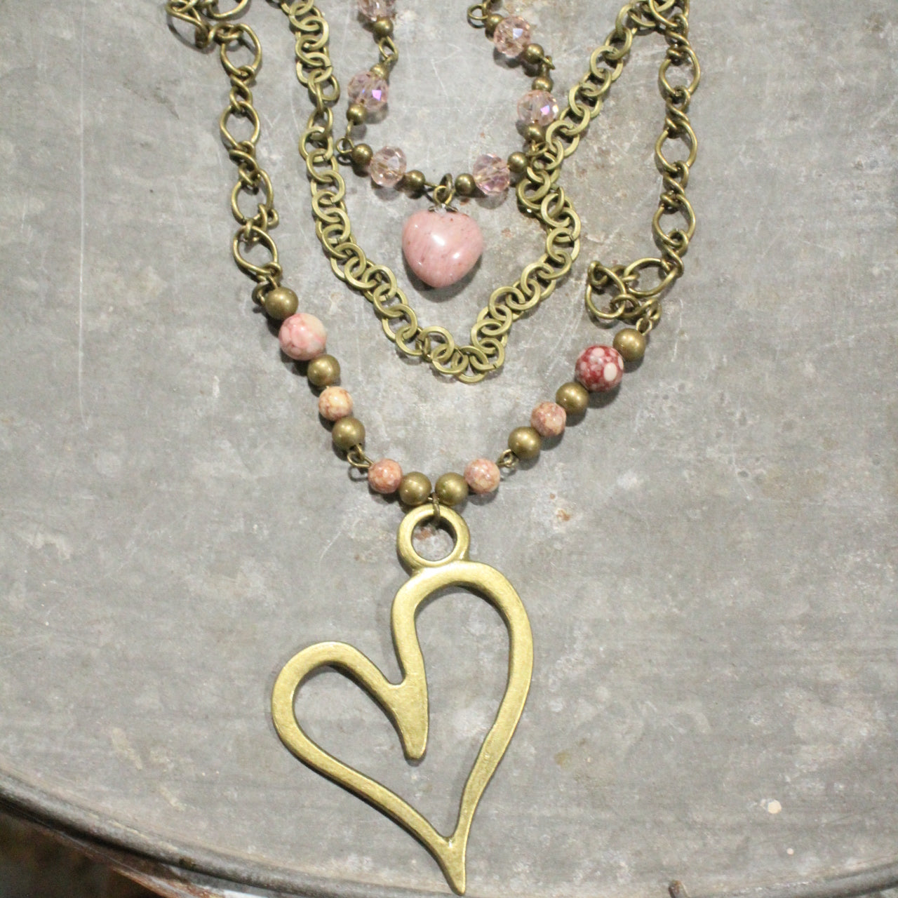 Layers Of Love Big Heart Blush Necklace