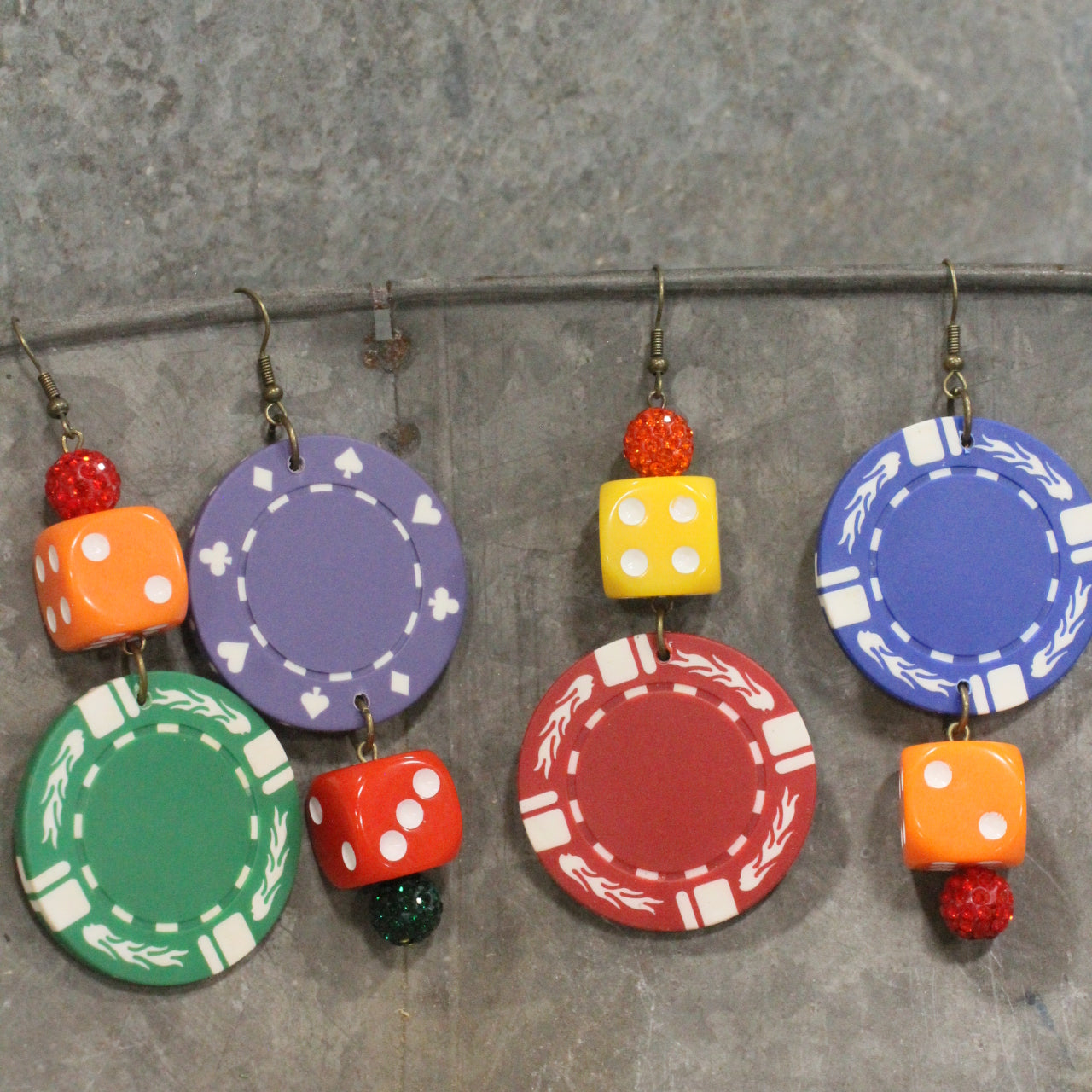 Playing Poker Dangle Drop Earrings