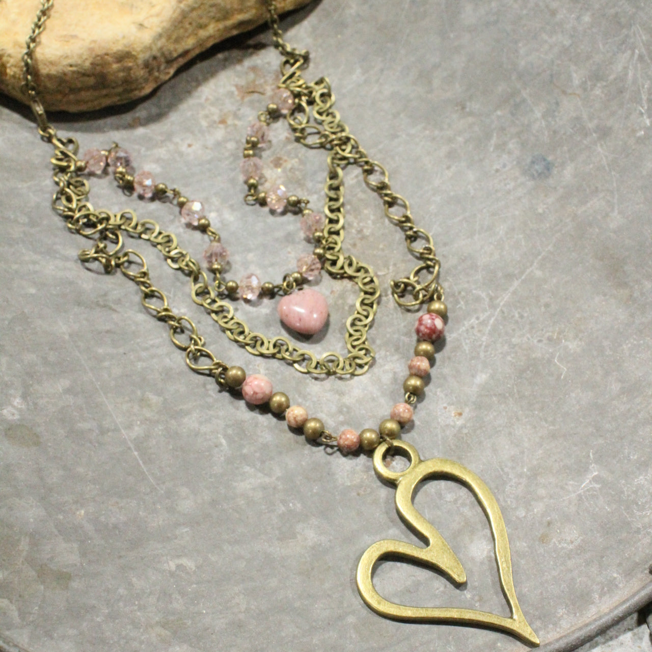 Layers Of Love Big Heart Blush Necklace