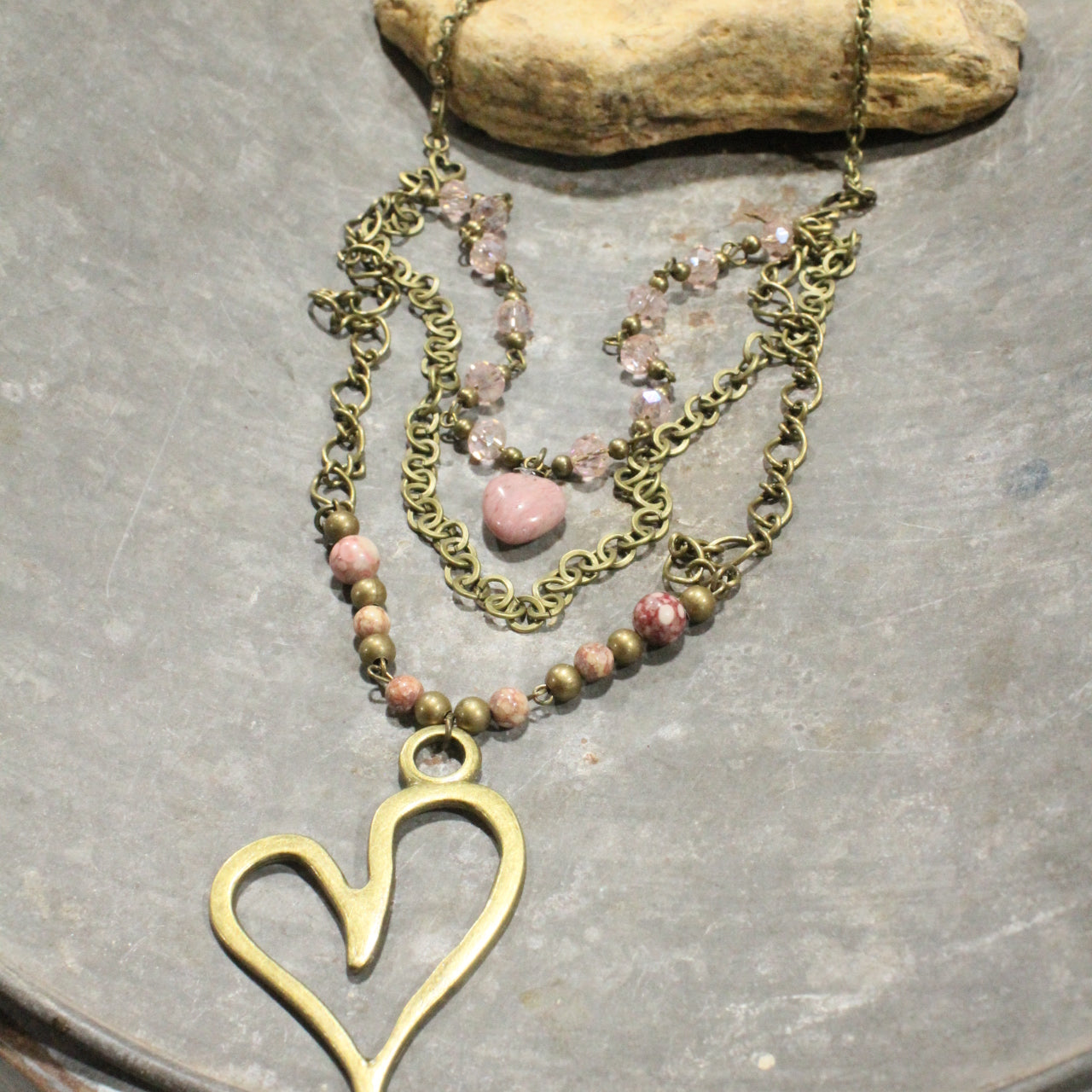 Layers Of Love Big Heart Blush Necklace