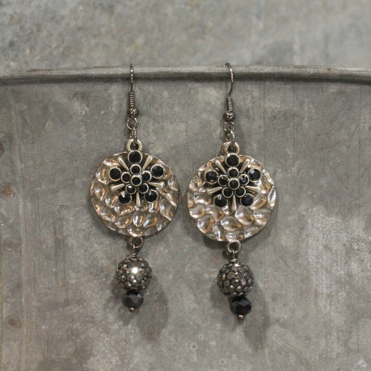 Gliding Gunmetal Dragonfly Dangle Earrings