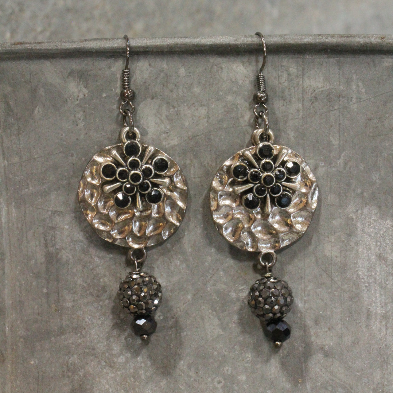 Gliding Gunmetal Dragonfly Dangle Earrings