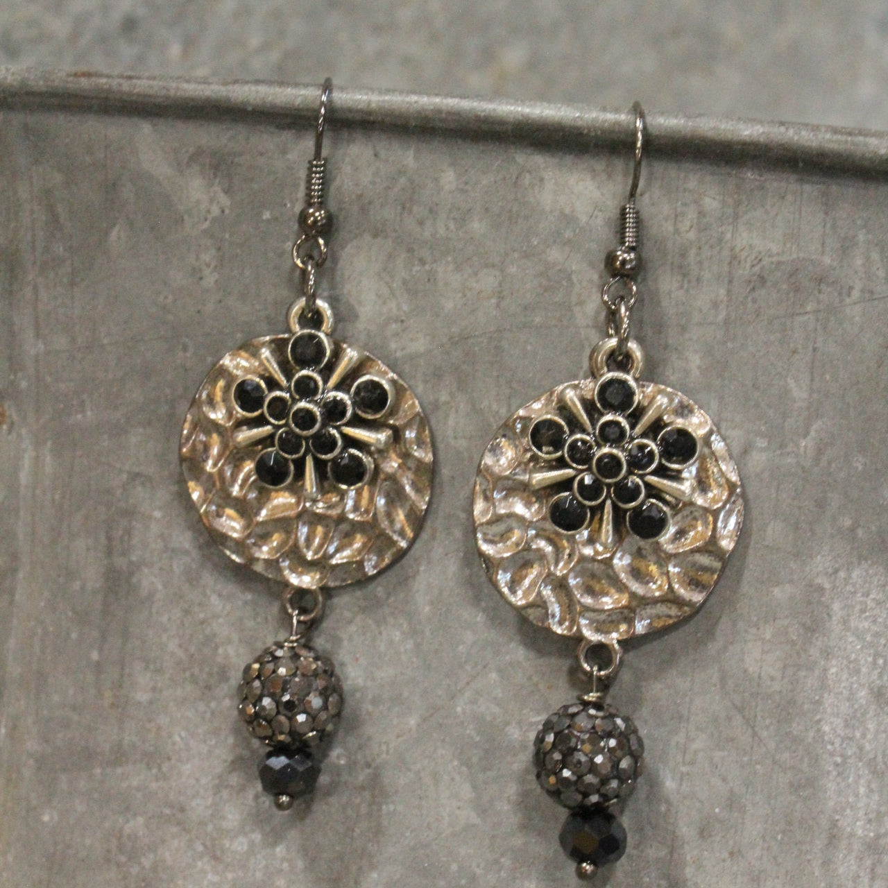 Gliding Gunmetal Dragonfly Dangle Earrings