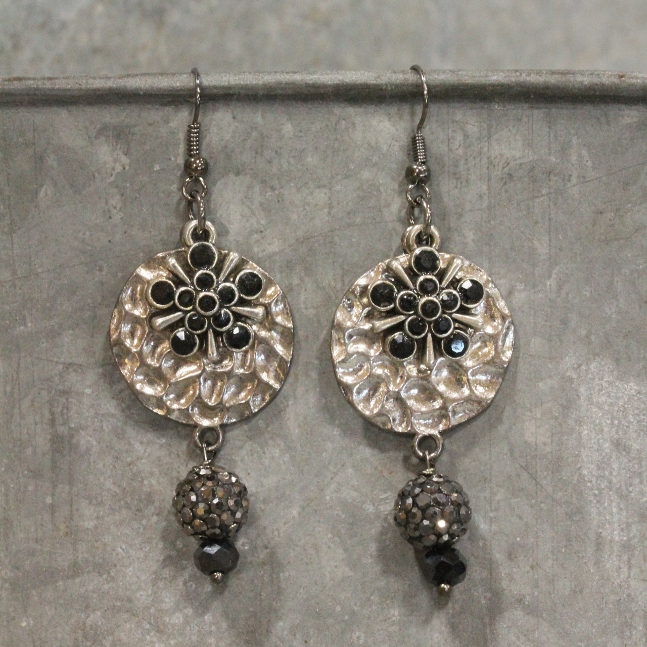 Gliding Gunmetal Dragonfly Dangle Earrings