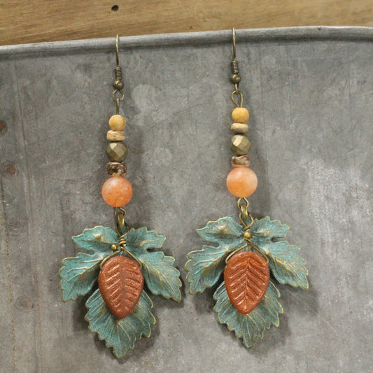 Forever In Love With Fall Leaf Dangle Drop Earrings