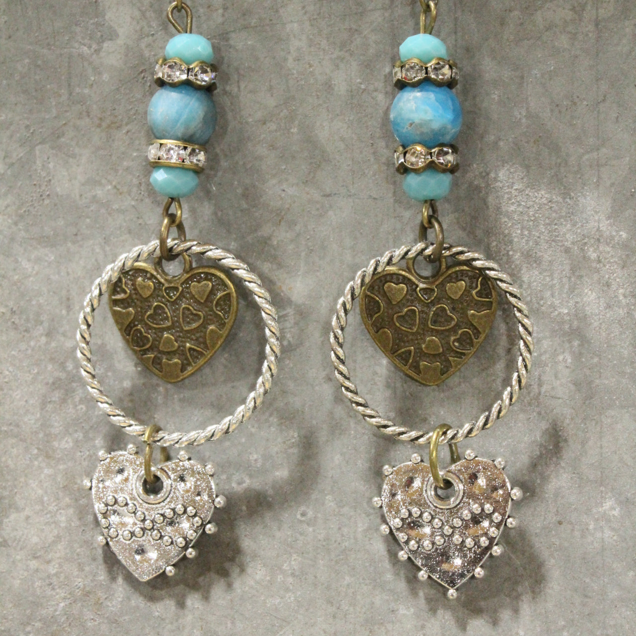 Loads Of Love Heart & Mixed Metal Charmers Earrings