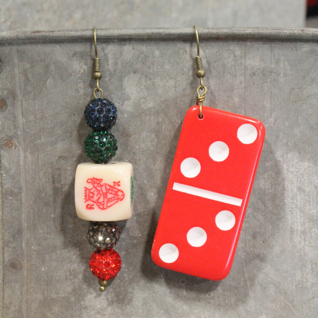 Dominoes and Jokers Dangle Earrings