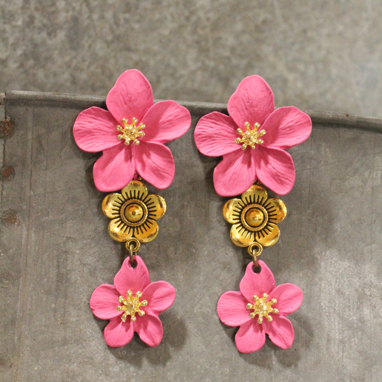 Power In The Flower Pinkie Dangle Earrings
