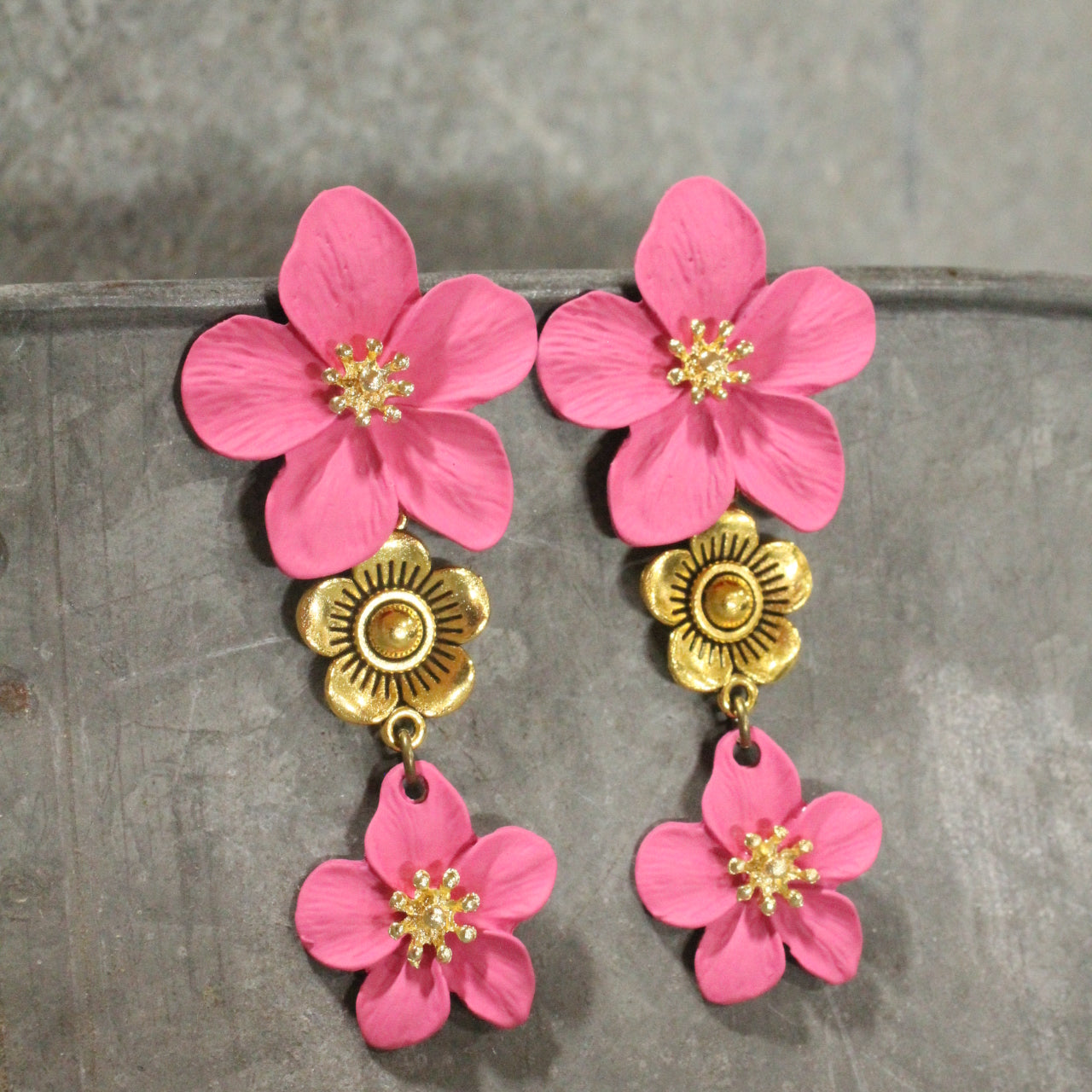 Power In The Flower Pinkie Dangle Earrings