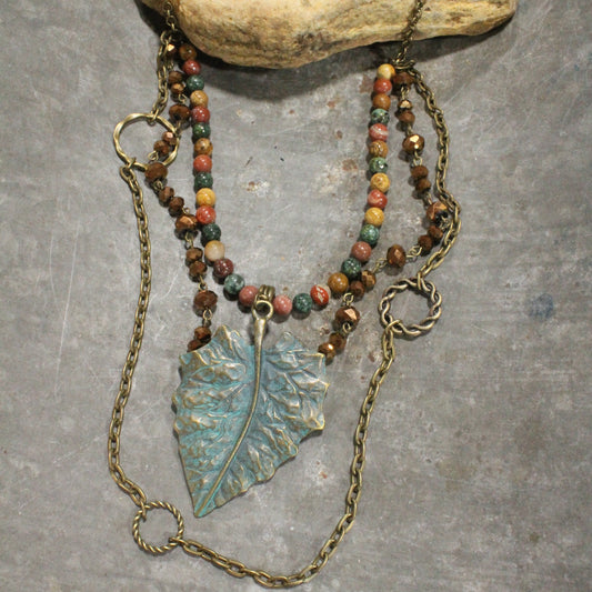 Warm Days Of Autumn Leaf Layered Necklace