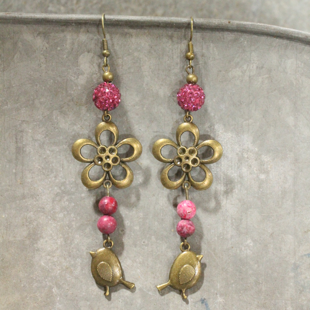 Spread Your Wings Raspberry Dangle Earrings