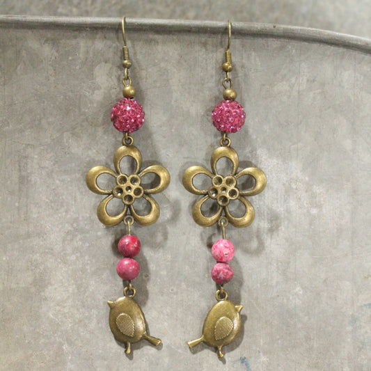 Spread Your Wings Raspberry Dangle Earrings