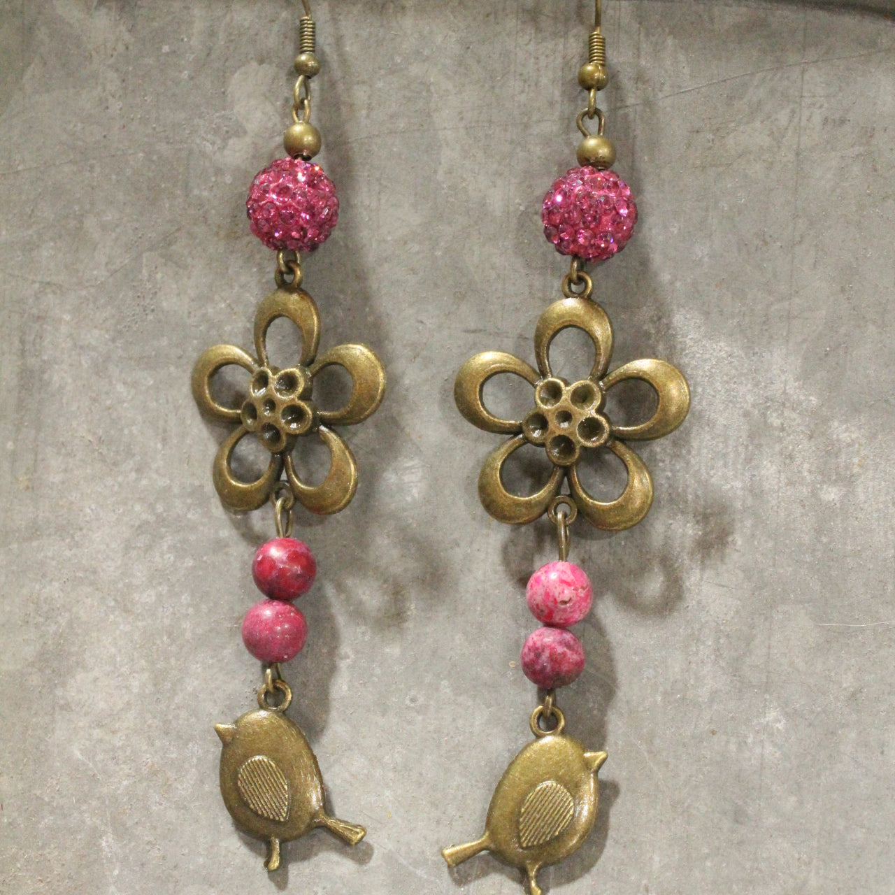 Spread Your Wings Raspberry Dangle Earrings