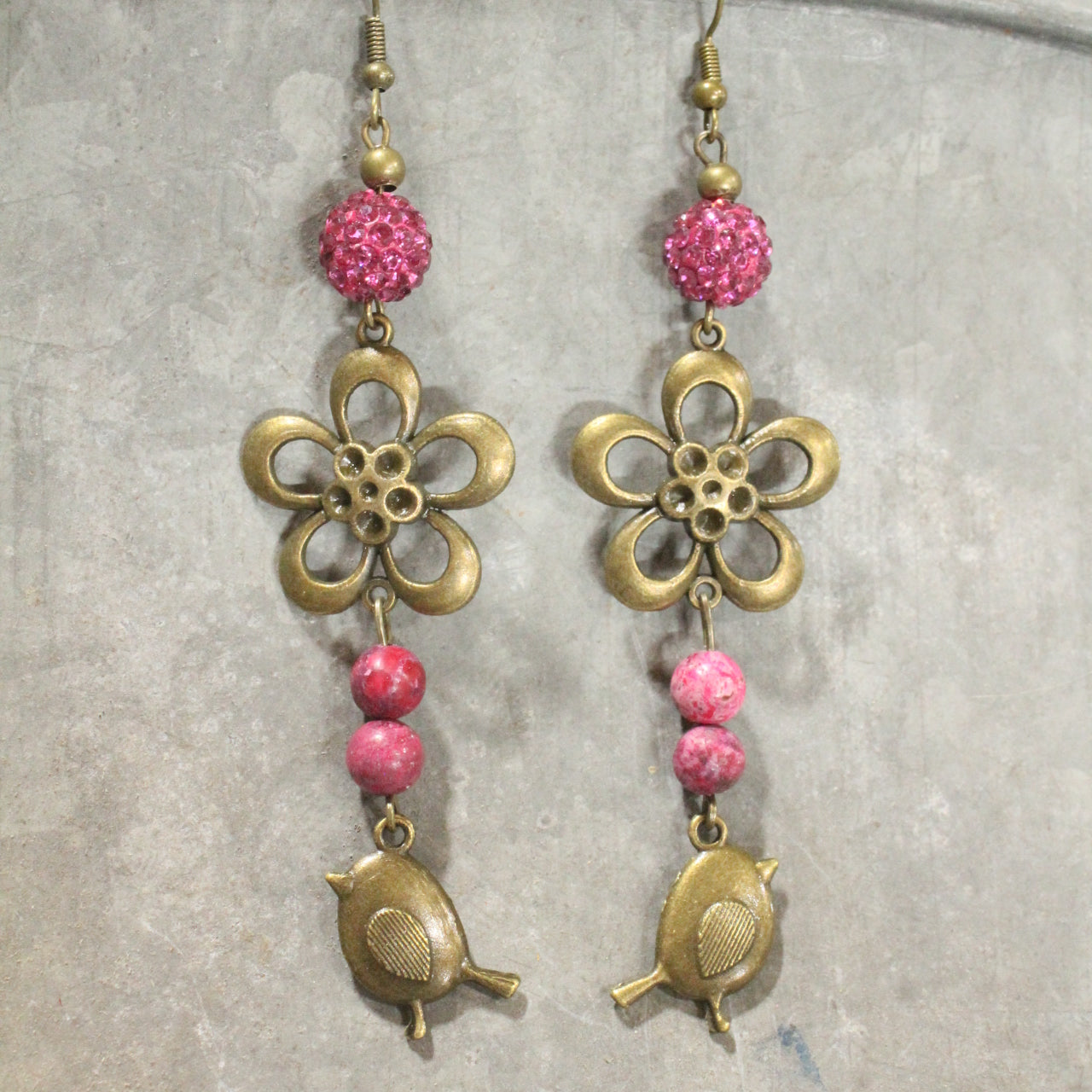 Spread Your Wings Raspberry Dangle Earrings