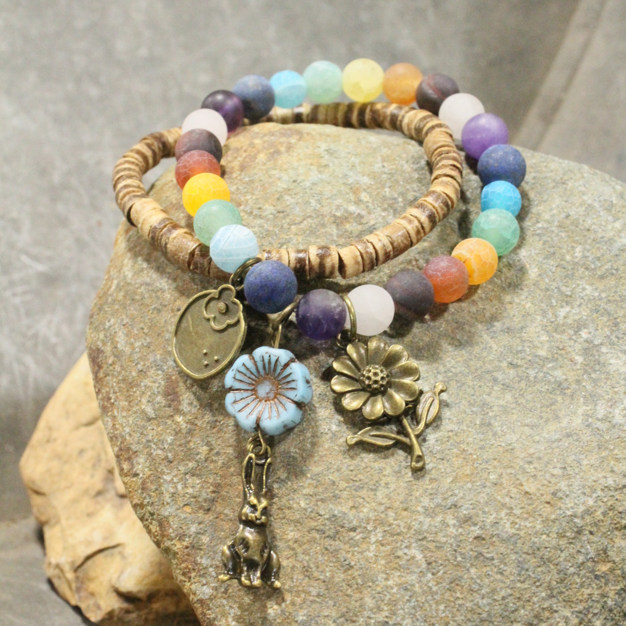 Flower Patch Rabbit Charming Bracelet Set