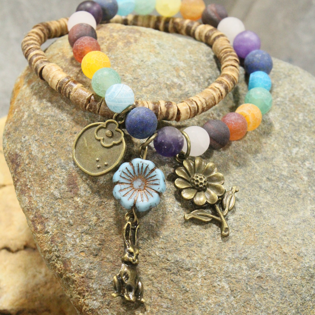 Flower Patch Rabbit Charming Bracelet Set