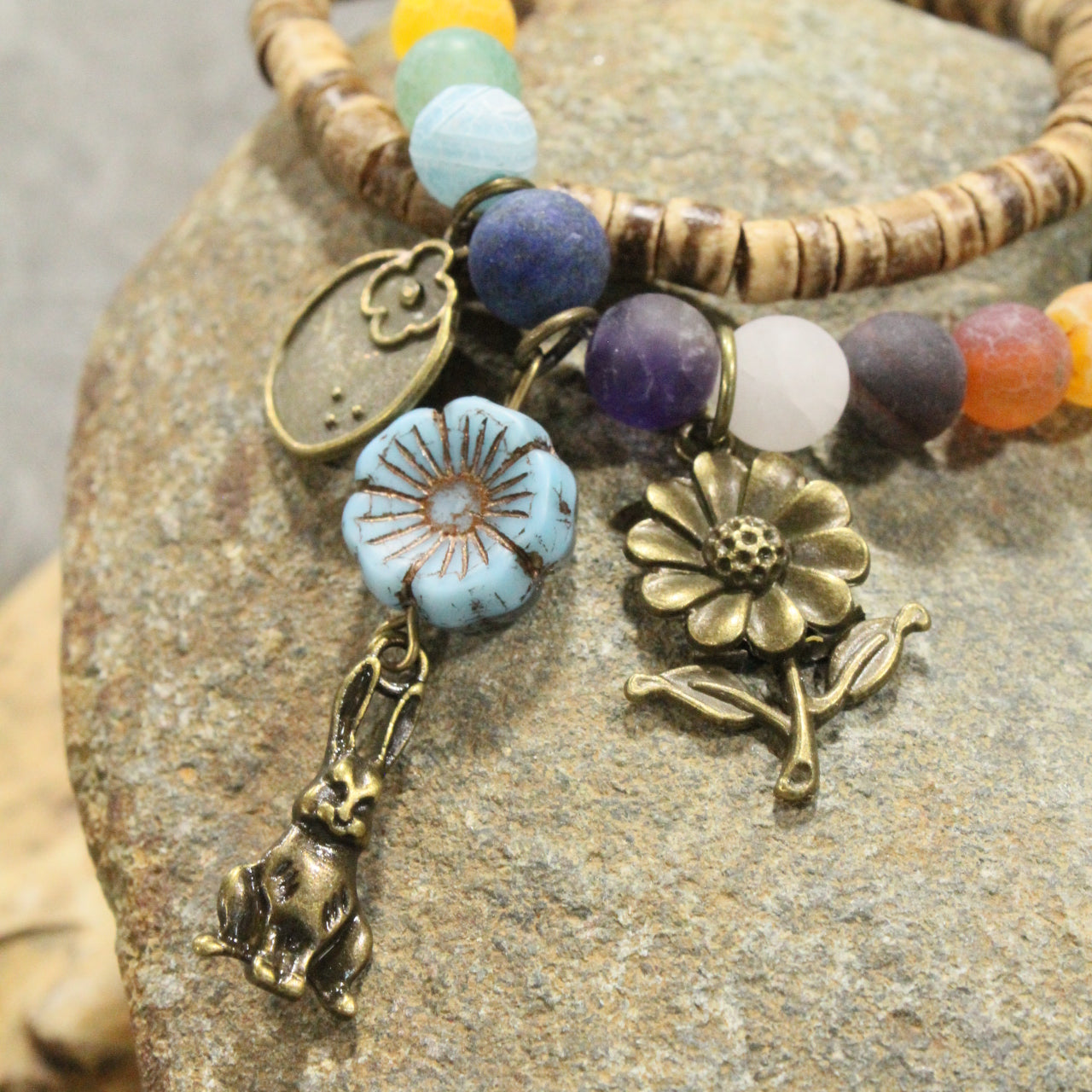 Flower Patch Rabbit Charming Bracelet Set