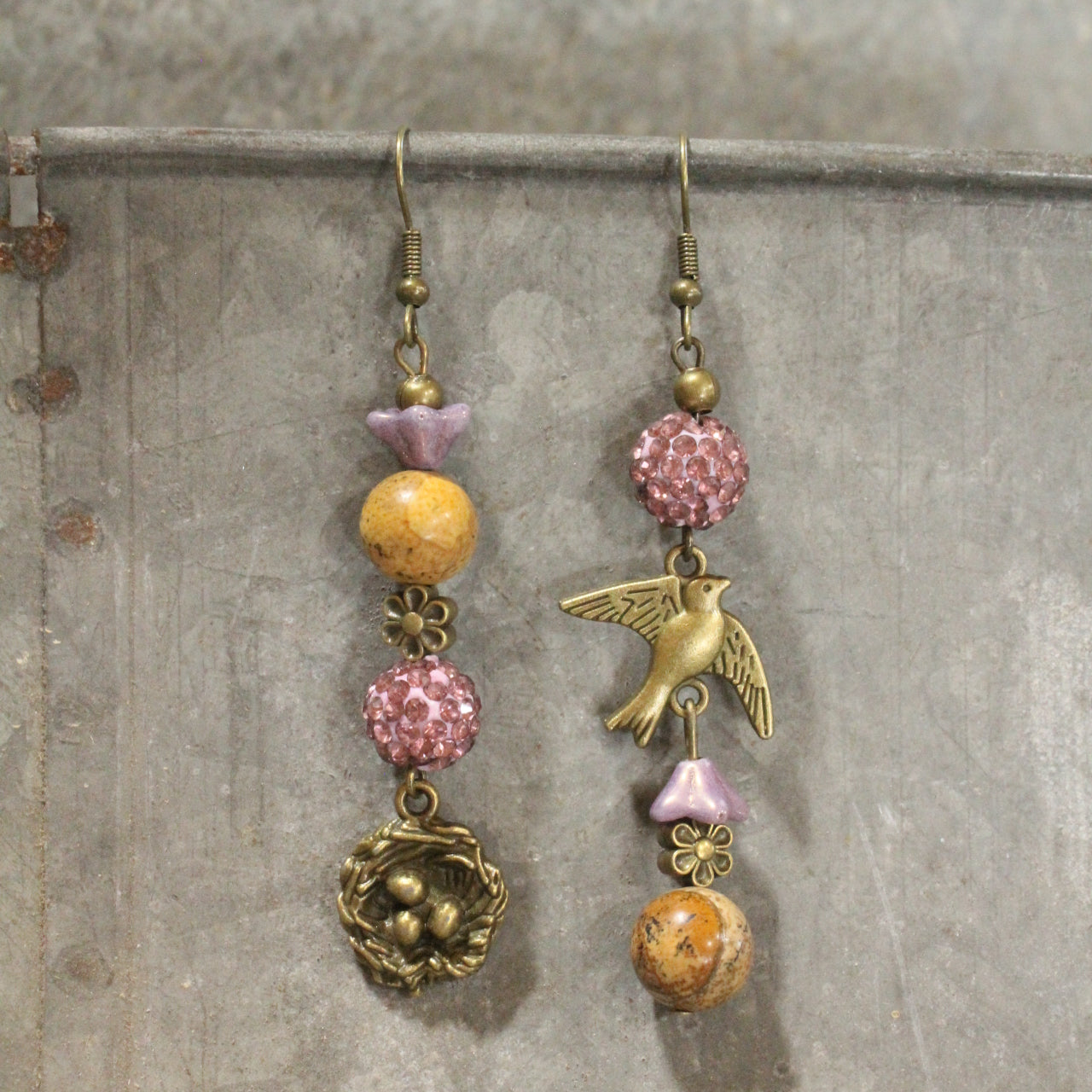 Spread Your Wings Plum Dangle Earrings