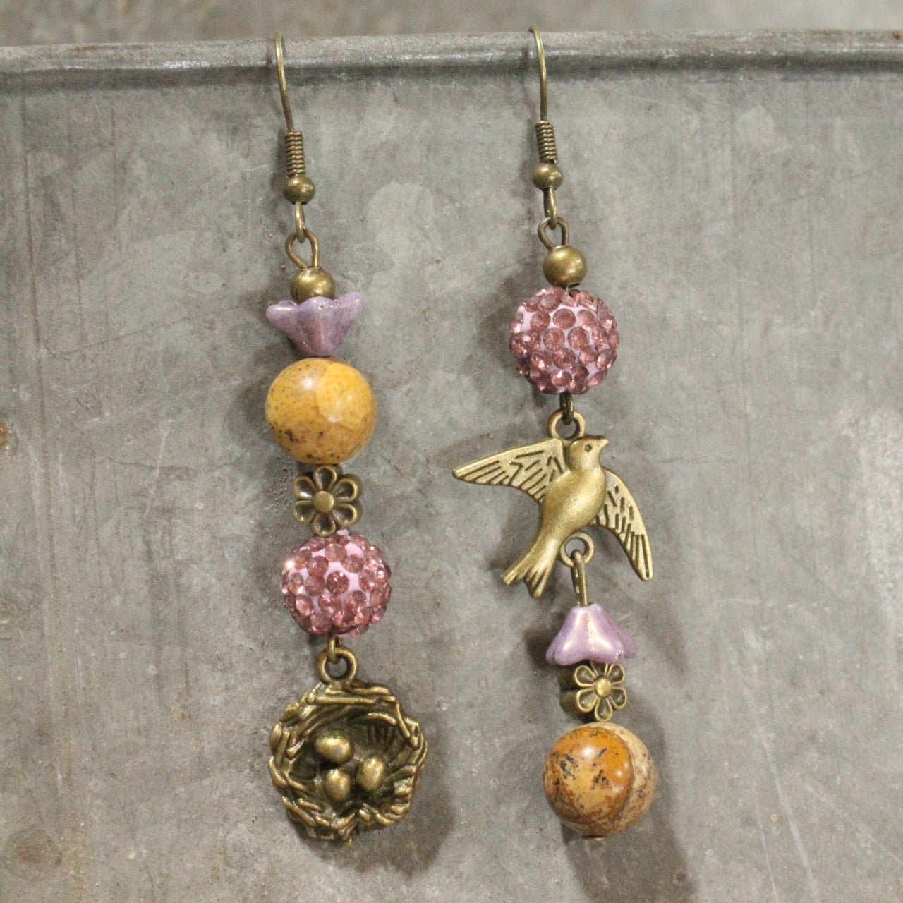 Spread Your Wings Plum Dangle Earrings