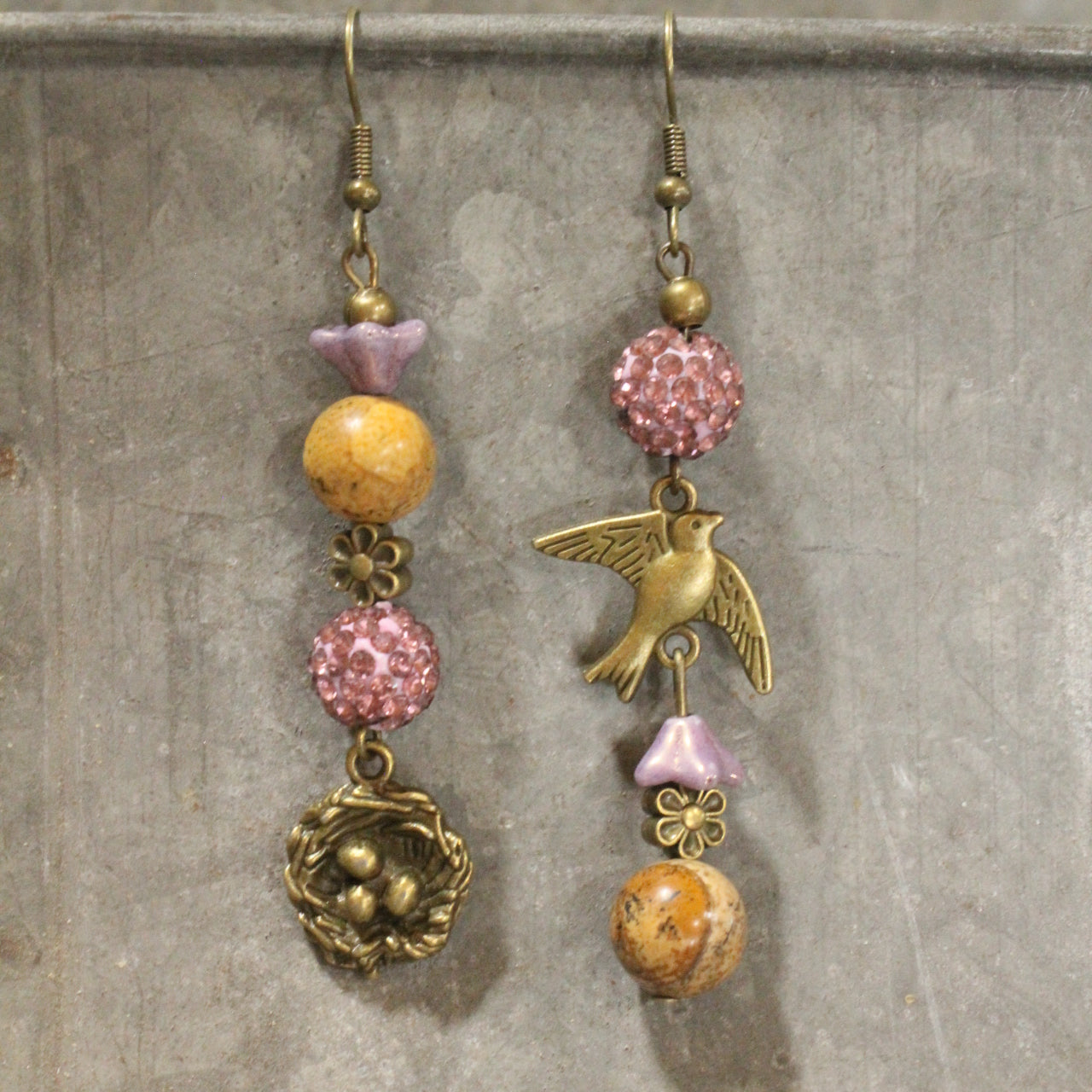Spread Your Wings Plum Dangle Earrings
