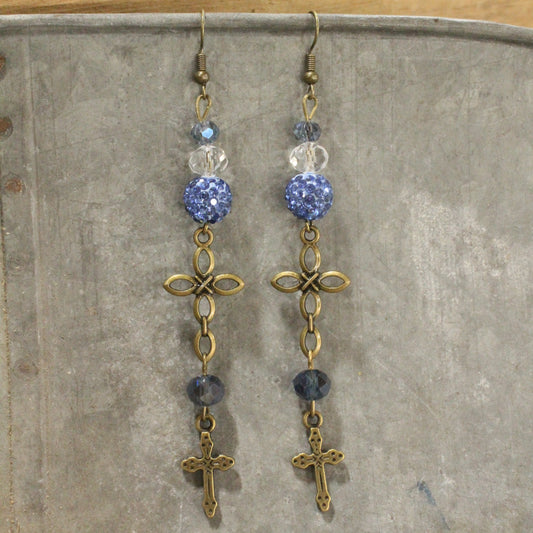 My God Cross Dangle Drop Earrings