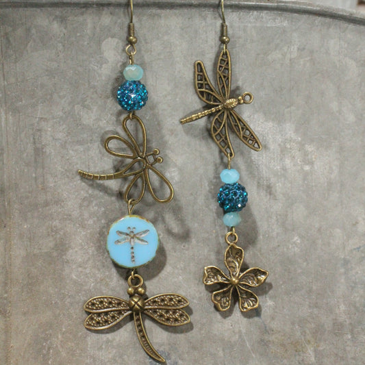 Gliding Jade Dragonfly Dangle Earrings