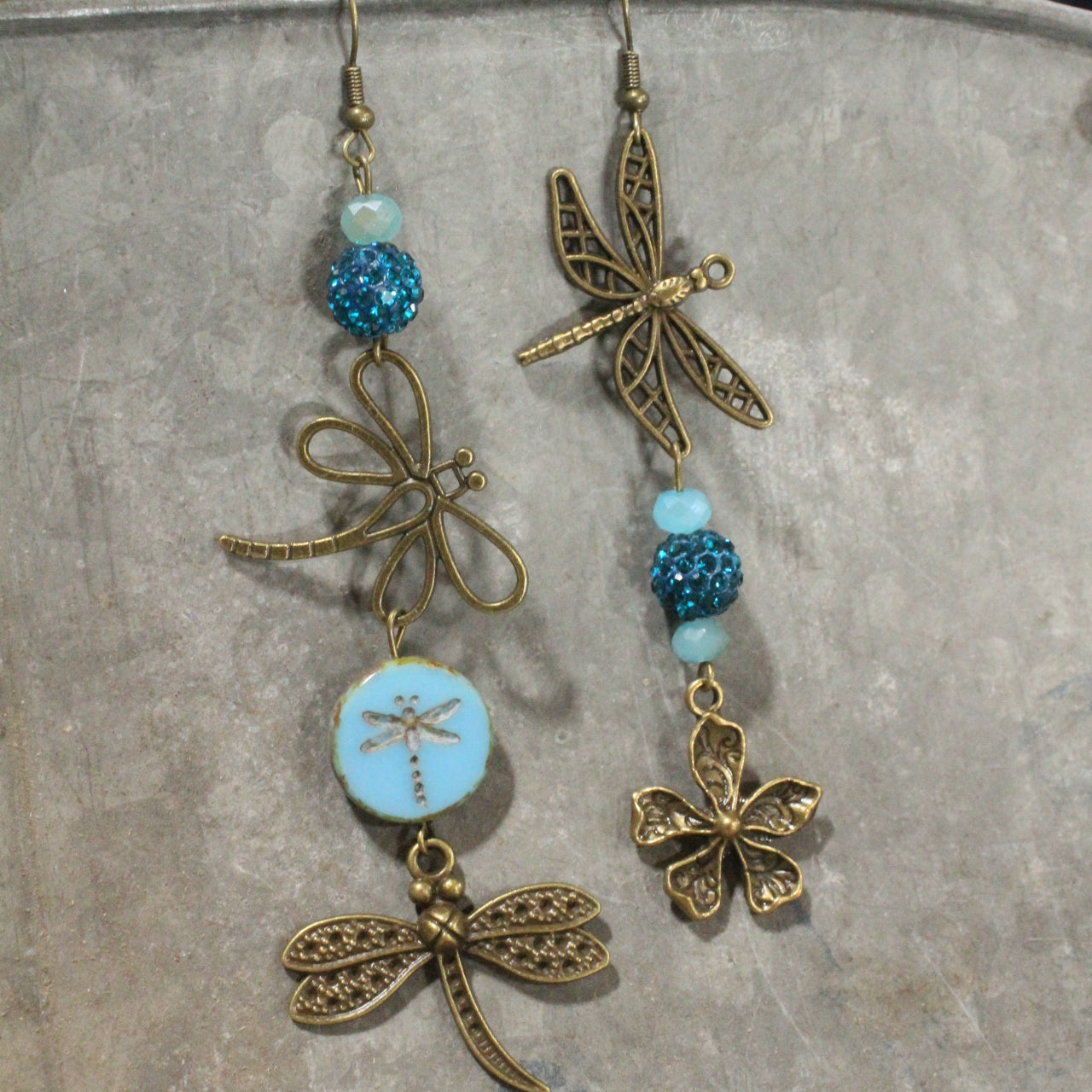 Gliding Jade Dragonfly Dangle Earrings