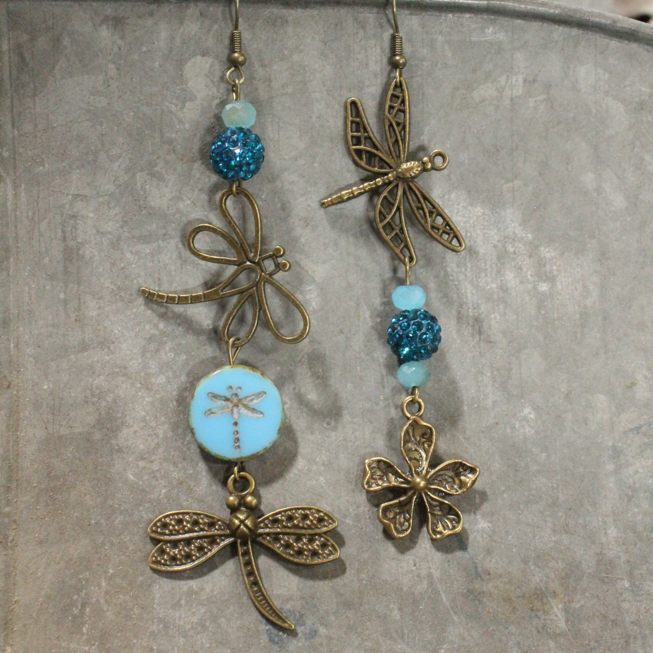 Gliding Jade Dragonfly Dangle Earrings