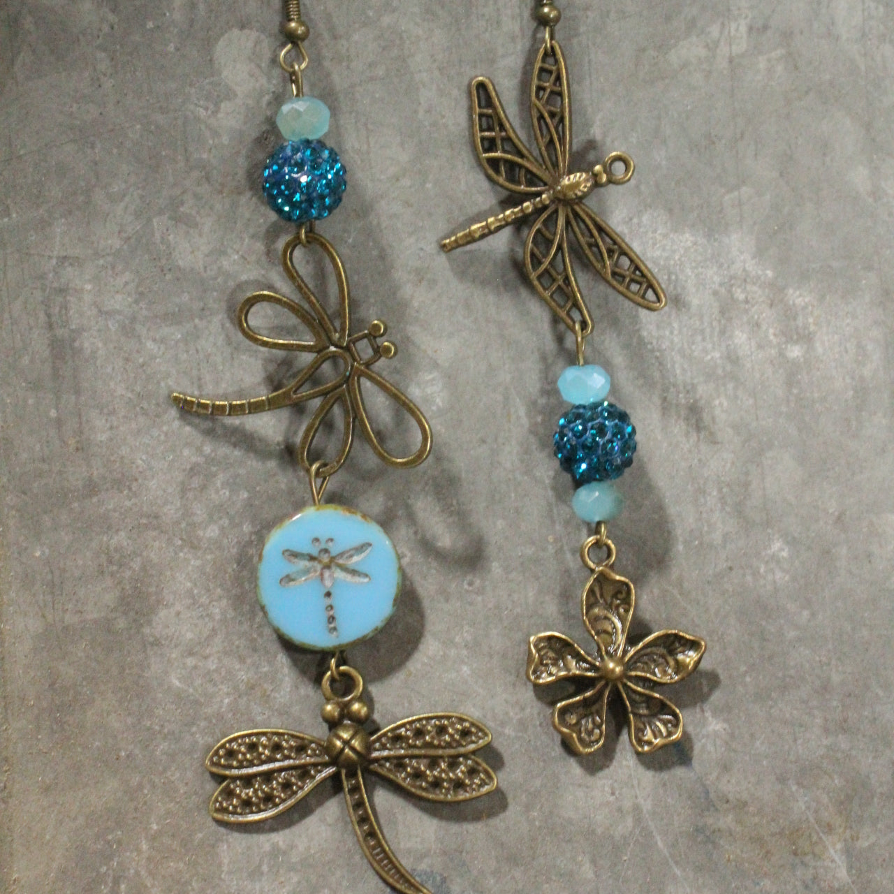 Gliding Jade Dragonfly Dangle Earrings