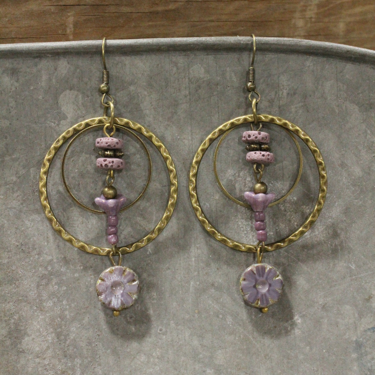 Purple Passion Budding Flower Dangle Earrings