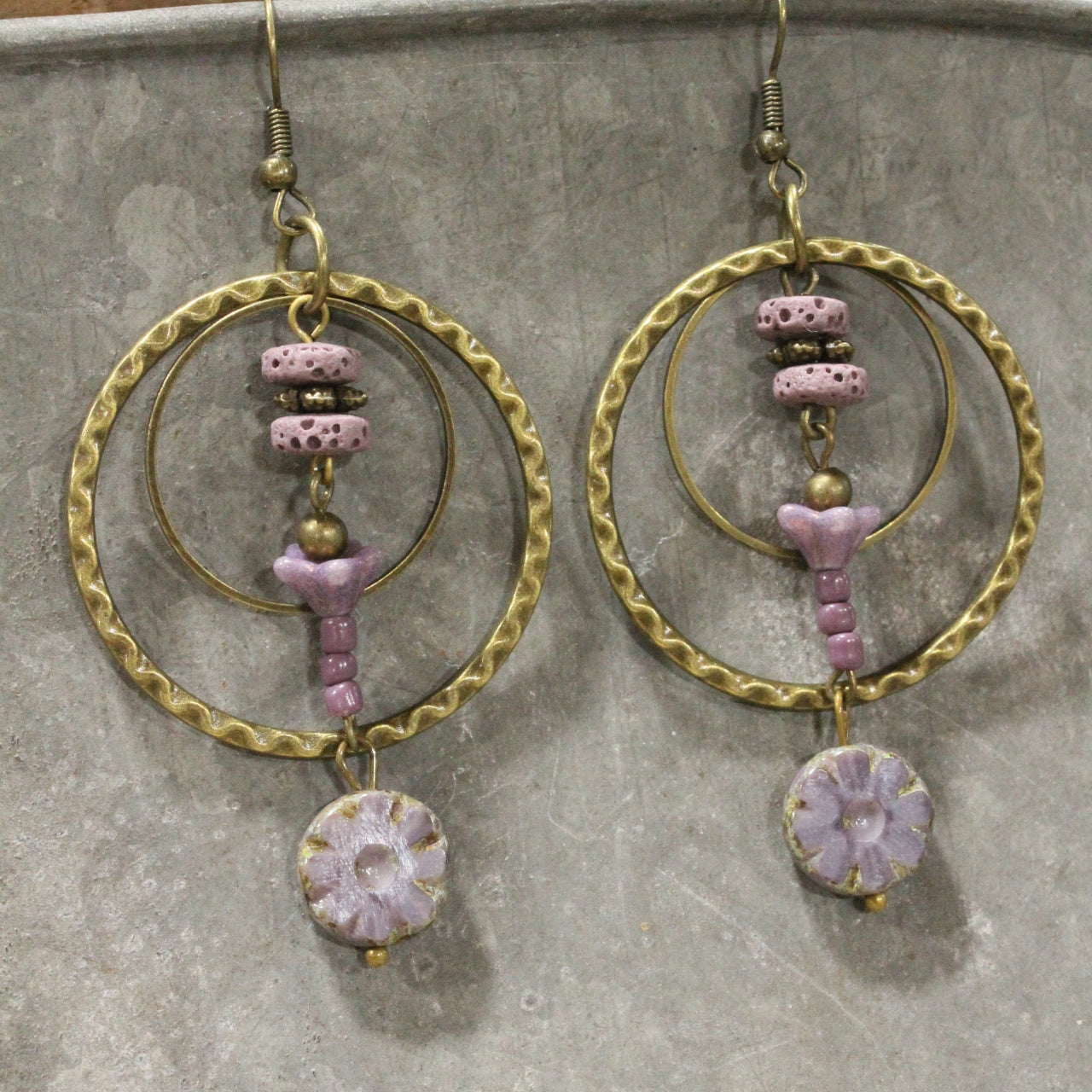 Purple Passion Budding Flower Dangle Earrings