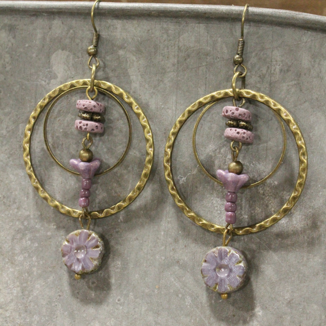 Purple Passion Budding Flower Dangle Earrings