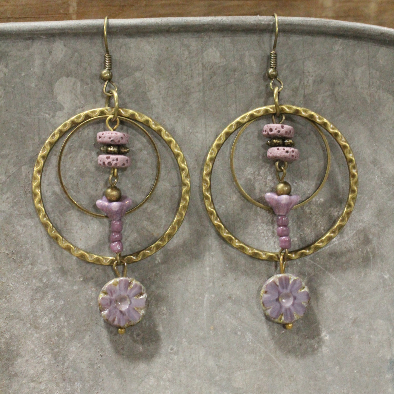 Purple Passion Budding Flower Dangle Earrings