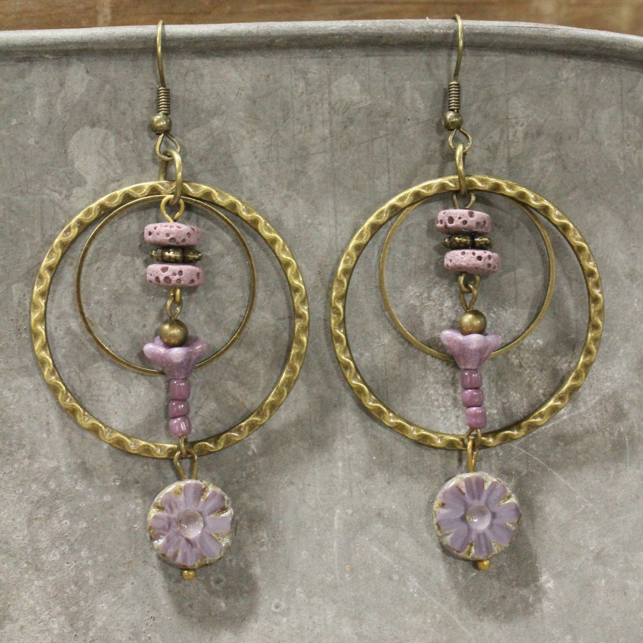 Purple Passion Budding Flower Dangle Earrings