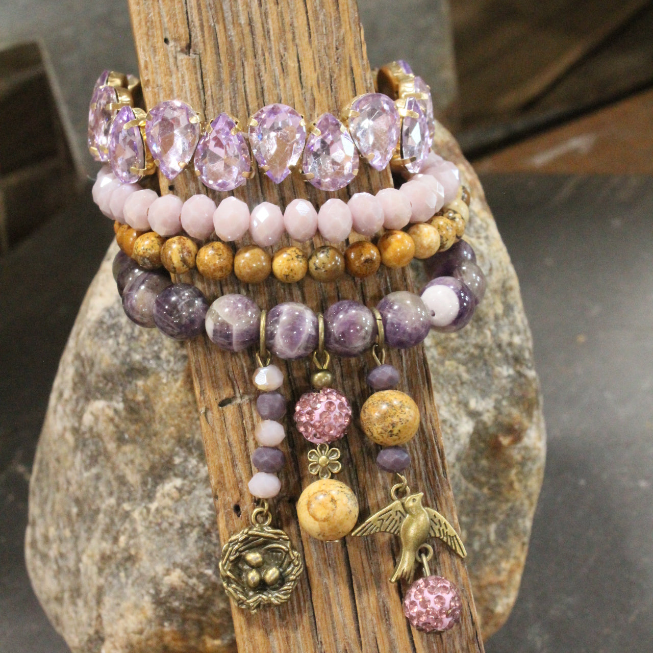Spread Your Wings Plum Bracelet Set