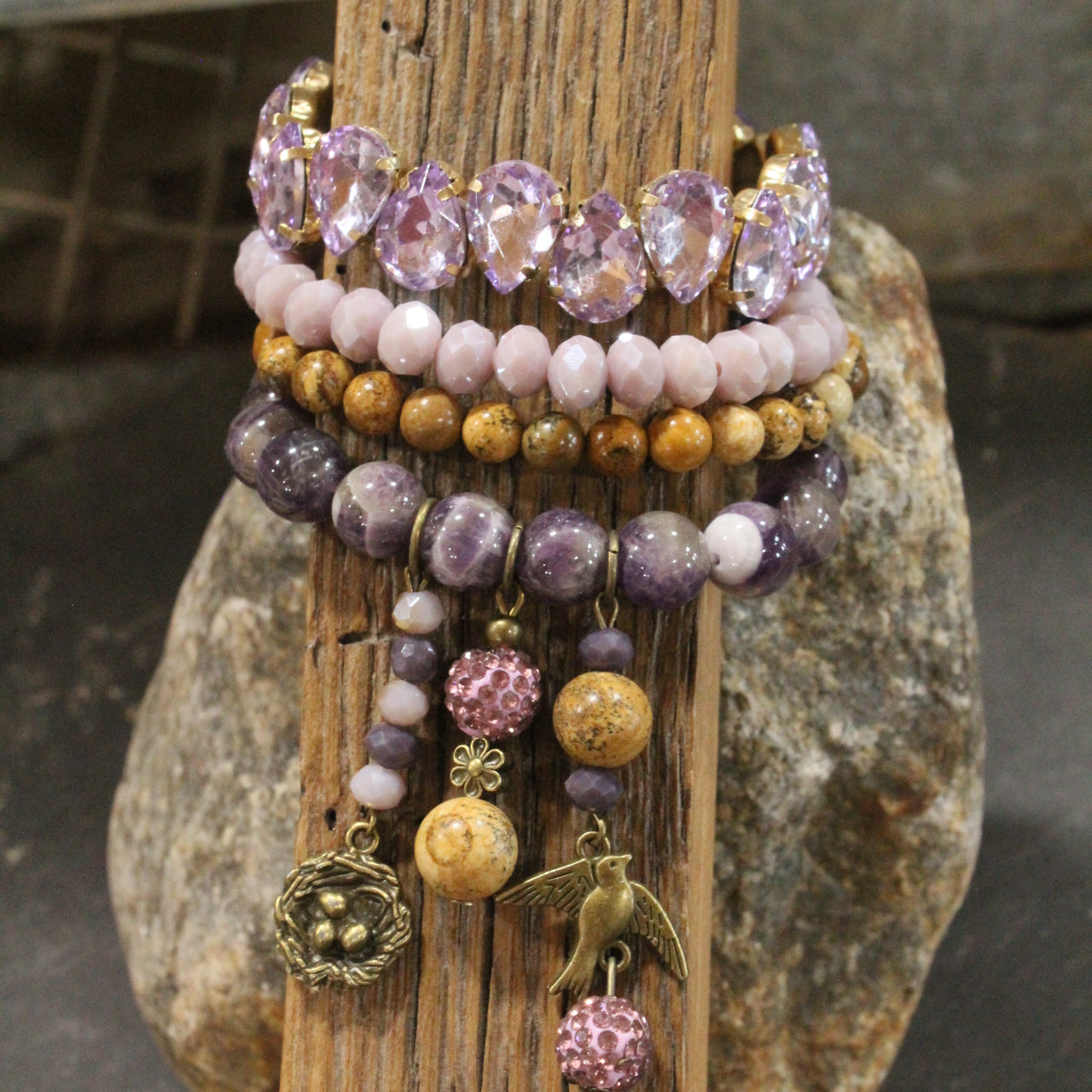 Spread Your Wings Plum Bracelet Set