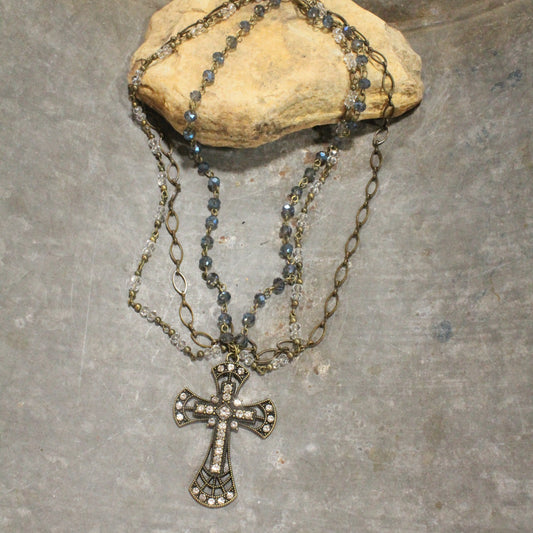 My God Cross Layered Necklace