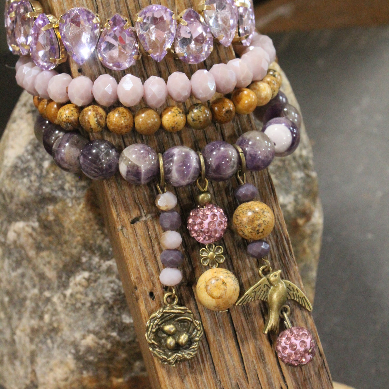 Spread Your Wings Plum Bracelet Set