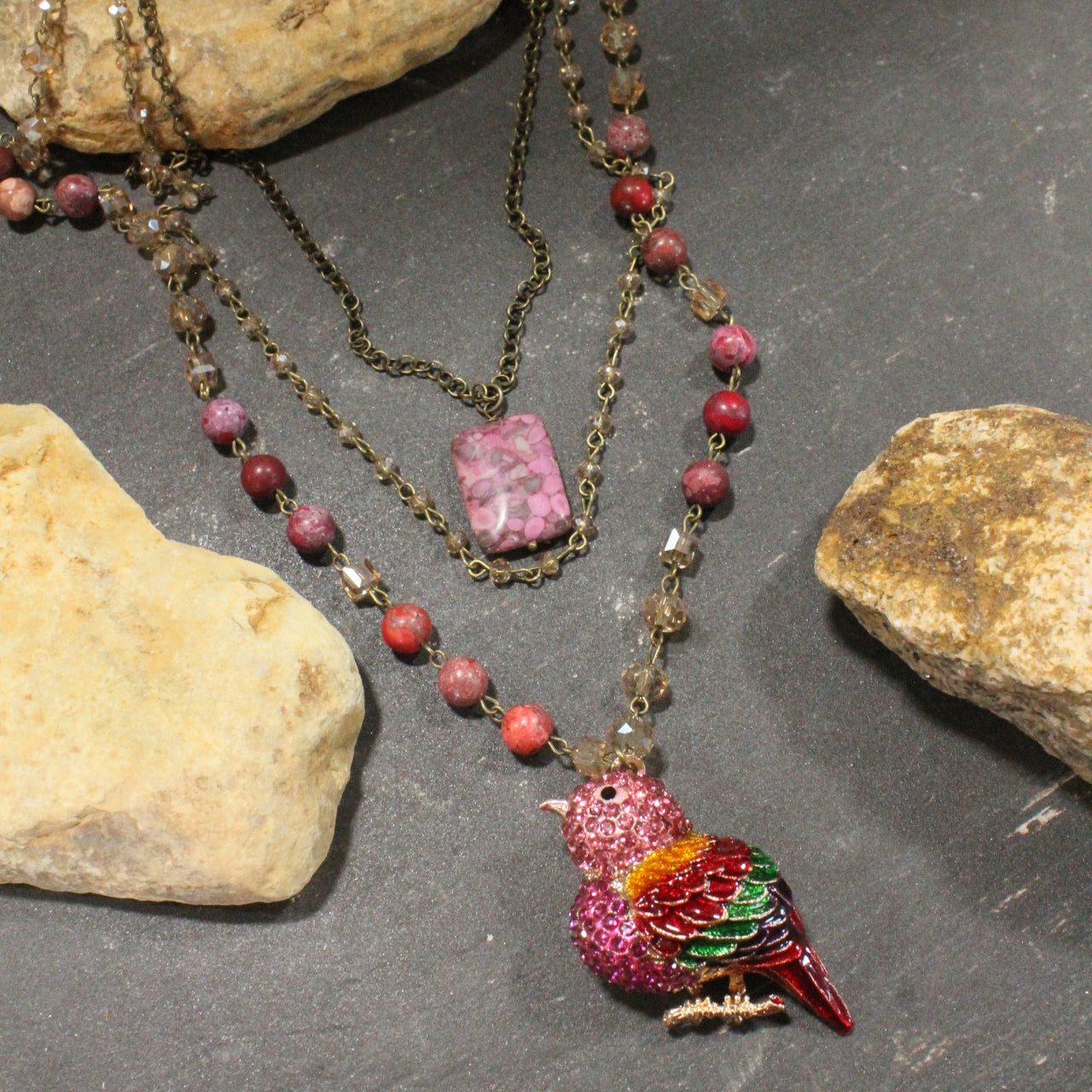 Spread Your Wings Raspberry Necklace Set