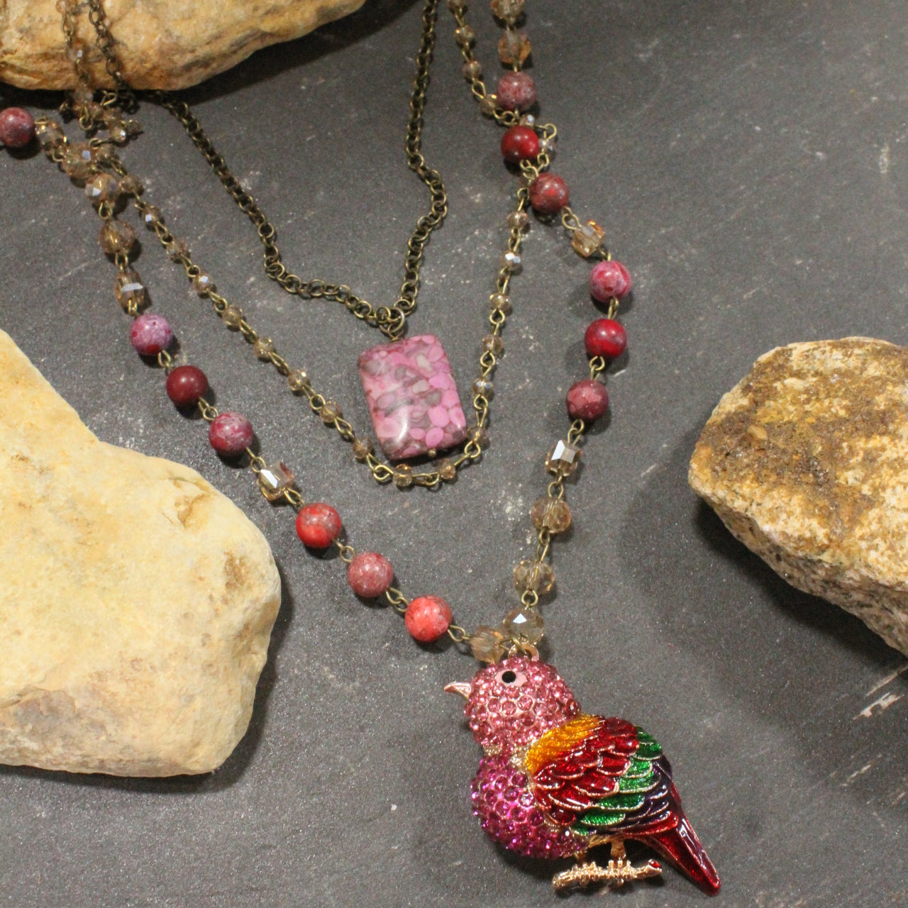 Spread Your Wings Raspberry Necklace Set
