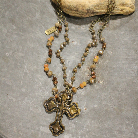 Firm Foundation Cross Layered Necklace