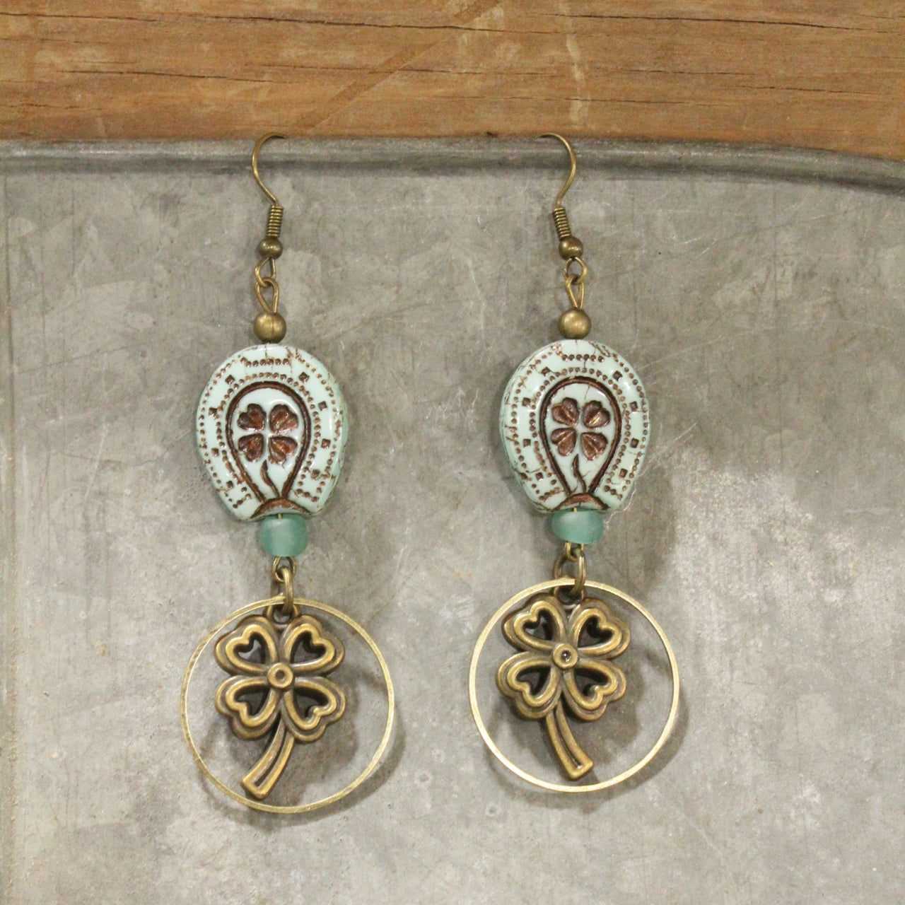 As Luck Would Have It Horseshoe Czech Glass Dangle Earrings