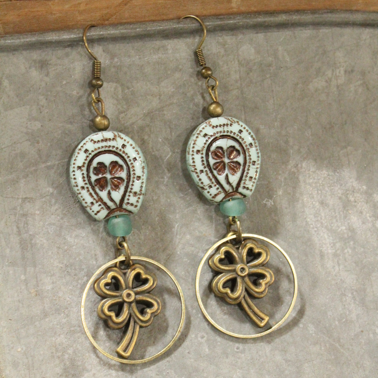 As Luck Would Have It Horseshoe Czech Glass Dangle Earrings