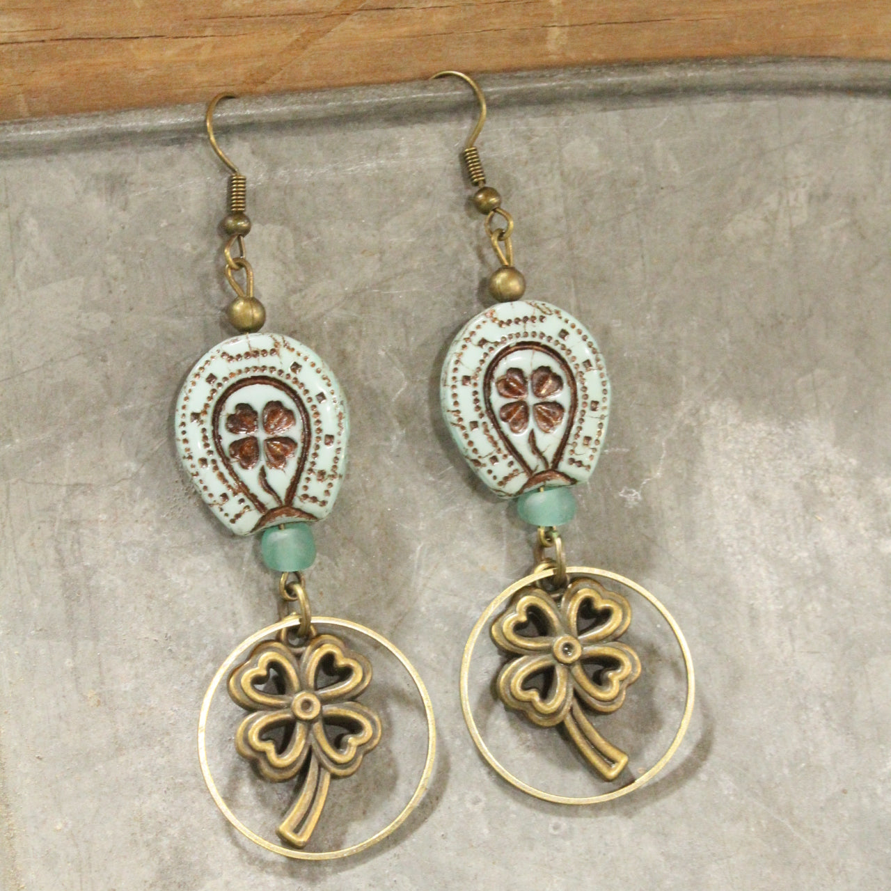 As Luck Would Have It Horseshoe Czech Glass Dangle Earrings