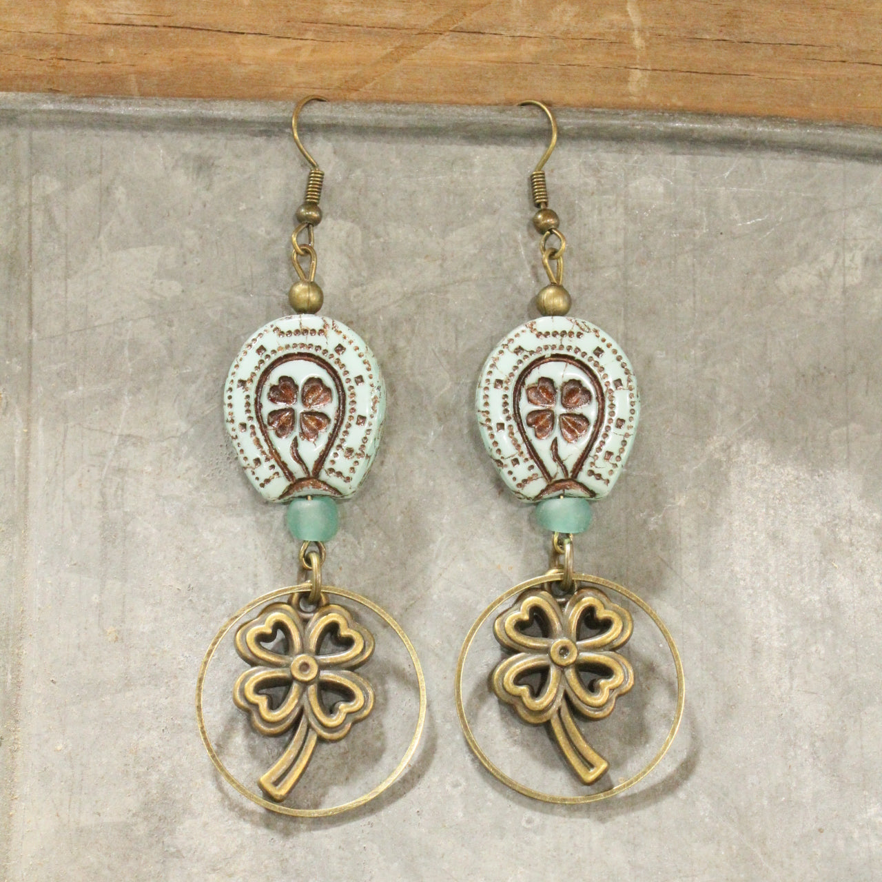 As Luck Would Have It Horseshoe Czech Glass Dangle Earrings