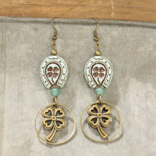 As Luck Would Have It Horseshoe Czech Glass Dangle Earrings