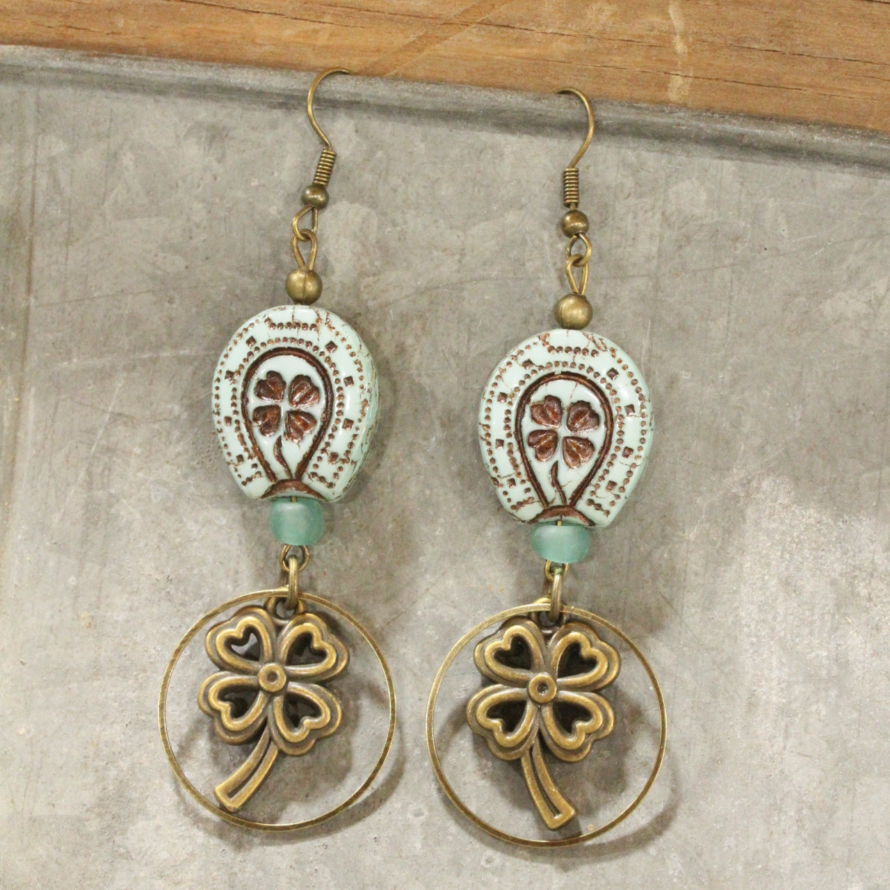 As Luck Would Have It Horseshoe Czech Glass Dangle Earrings