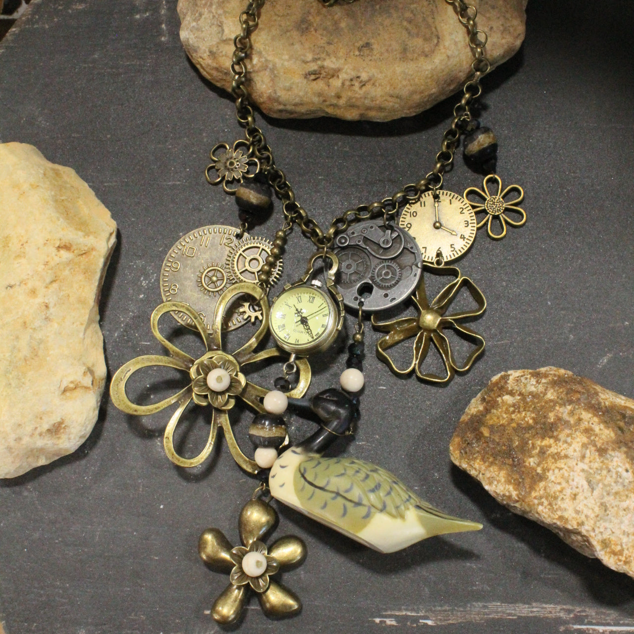Fly Over Duck Vintage Charm'd Necklace