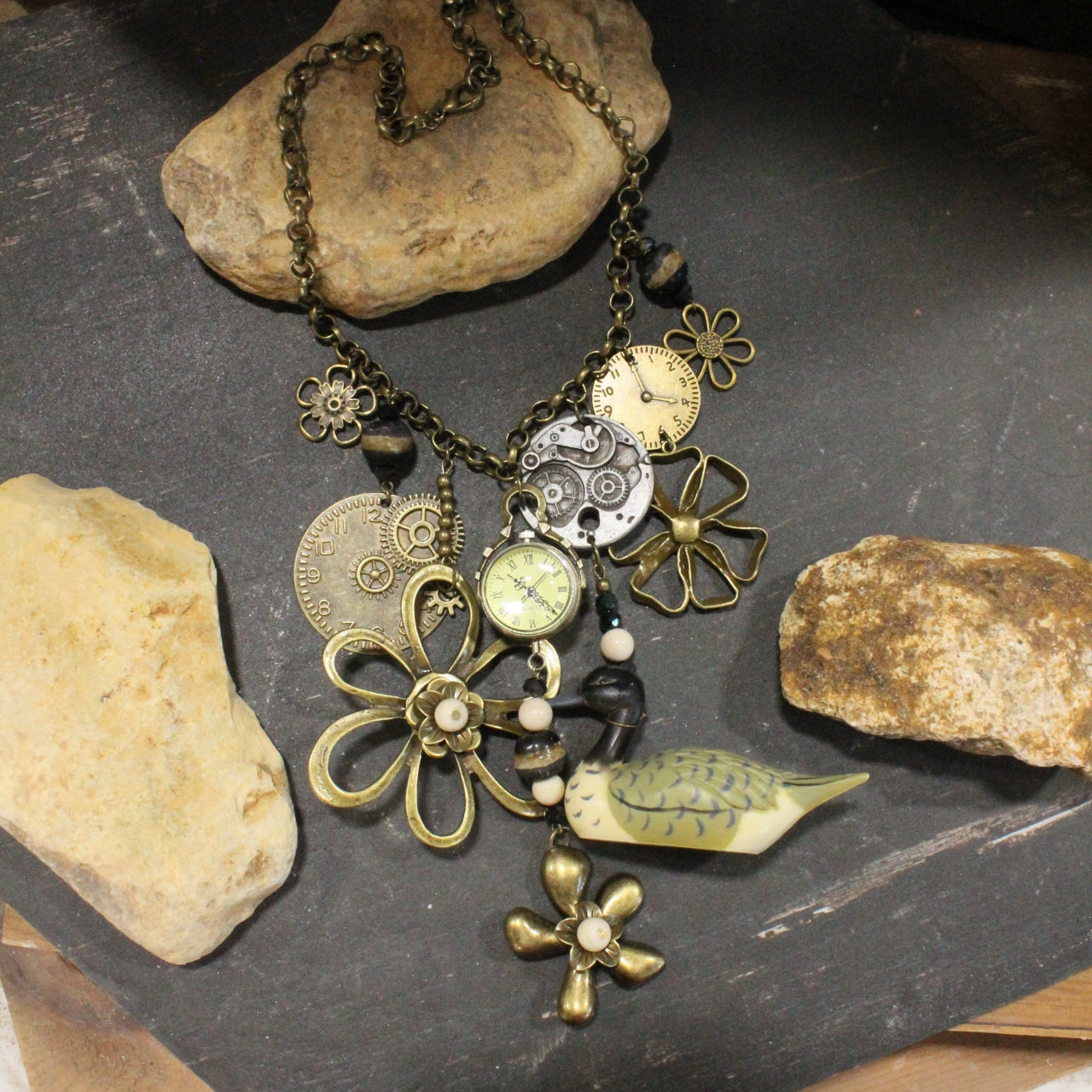 Fly Over Duck Vintage Charm'd Necklace